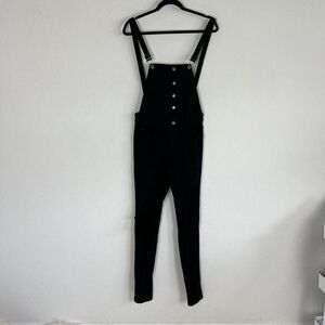 Tripp Long Overalls Skinny Distressed Destroyed Ripped Holes Black Size 27/5